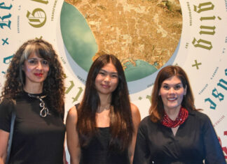 PHOTO: Timothy Lee | The South Pasadenan | Left to right: SPHS teacher Rouzanna Berberian, SPHS student Alexis (Brylee) Woo, and SPUSD superintendent Angela Elizondo Baxter pause at the Life, Liberty, and Los Angeles exhibition at the Autry Museum. Not pictured: Brandon Park