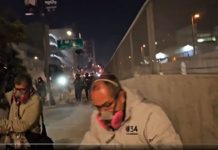 FAC Leads Coalition Condemning Police Violence Against Journalists at L.A. ICE Protest Screenshot of video provided by Lexis-Olivier Ray | A TV news crew from Univision runs from an advancing line of federal officers shooting pepper balls at protestors and press