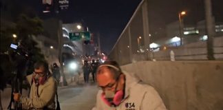 FAC Leads Coalition Condemning Police Violence Against Journalists at L.A. ICE Protest Screenshot of video provided by Lexis-Olivier Ray | A TV news crew from Univision runs from an advancing line of federal officers shooting pepper balls at protestors and press