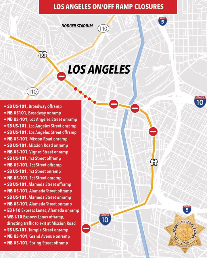 | The South Pasadenan | South Pasadena News PHOTO: LA County Sheriffs | The South Pasadenan | Downtown L.A. Freeway Ramps Closed Amid Protests Over Immigration Raids