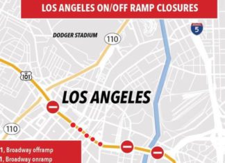 PHOTO: LA County Sheriffs | The South Pasadenan | Downtown L.A. Freeway Ramps Closed Amid Protests Over Immigration Raids
