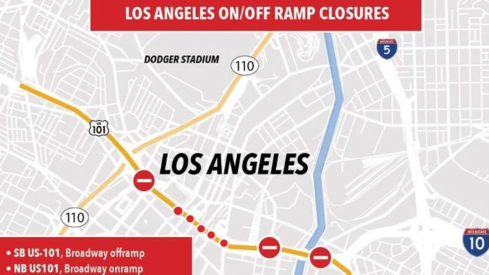 PHOTO: LA County Sheriffs | The South Pasadenan | Downtown L.A. Freeway Ramps Closed Amid Protests Over Immigration Raids