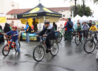 PHOTO Credit: ActiveSGV | The South Pasadenan | Mission-at-Twilight, a 5-mile open streets event for cyclists, walkers, scooters and skaters in South Pasadena, Alhambra and San Gabriel, will celebrate the summer solstice on Sunday, June 22. Food, games, and entertainment along the way will be part of the day. Of course, Gabe Sasquatch will be in the crowd