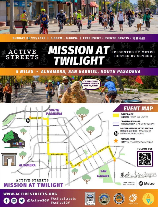 PHOTO: South Pasadena Police Department | The South Pasadenan | Mission at Twilight: Open Streets Event Lights Up the San Gabriel Valley
