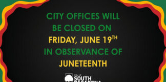 Graphic: City of South Pasadena | The South Pasadenan | Juneteenth City Closure Notice