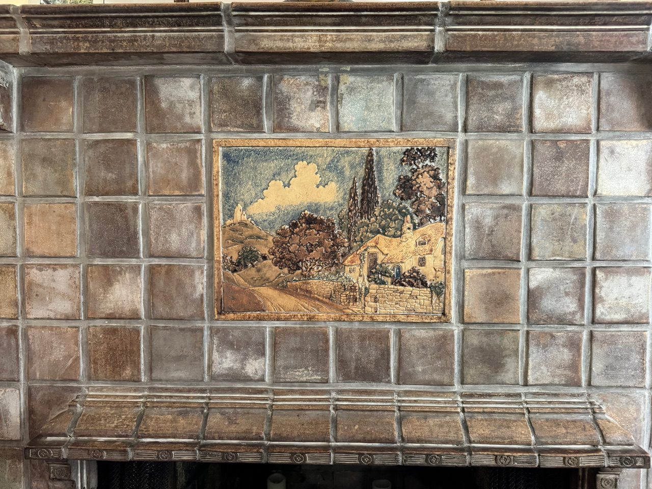 Photos by Jennifer Trotoux | The South Pasadenan | “Batchelder and colored Claycraft tiles on the fireplace of a 1910 home near the South Pasadena home near the Woman’s Club