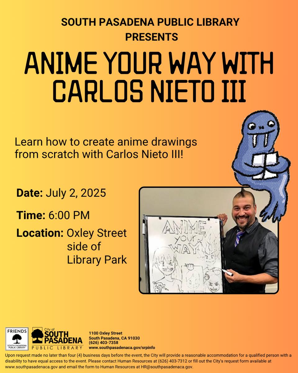 PHOTO: SPPL | The South Pasadenan | Anime Drawing Workshop and More This Summer at the South Pasadena Library