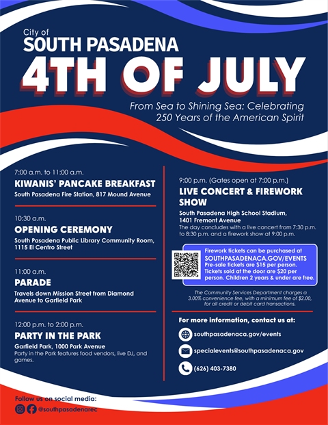 | The South Pasadenan | South Pasadena News Graphic: City of South Pasadena | The South Pasadenan | 4th of July Celebration