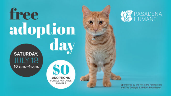 Graphic: Pasadena Humane | The South Pasadenan | Pasadena Humane Hosts Free Pet Adoption Day on July 18