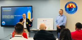 PHOTO: Ester Wu | The South Pasadenan | Los Angeles Unified School District (LAUSD) officials honored the South Coast Air Quality Management District (SCAQMD) for vital role in electrifying District’s landscaping operations. While Michael Cacciotti serves on the South Pasadena City Council, he’s also the vice chair of SCAQMD Governing Board. Joining him was Dan Mabe, founder of Mabe.