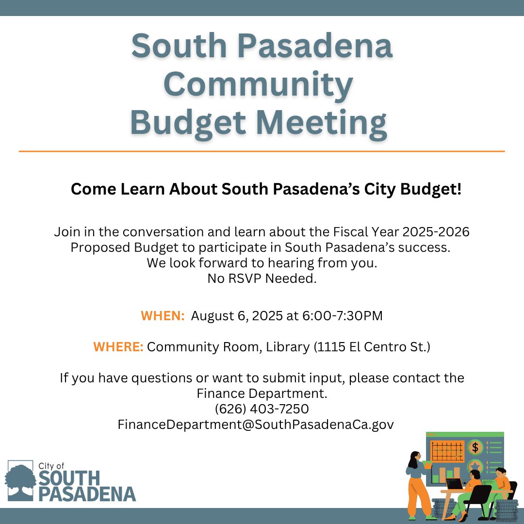 | The South Pasadenan | South Pasadena News PHOTO: City of South Pasadena Finance Department | The South Pasadenan | Community Budget Meeting