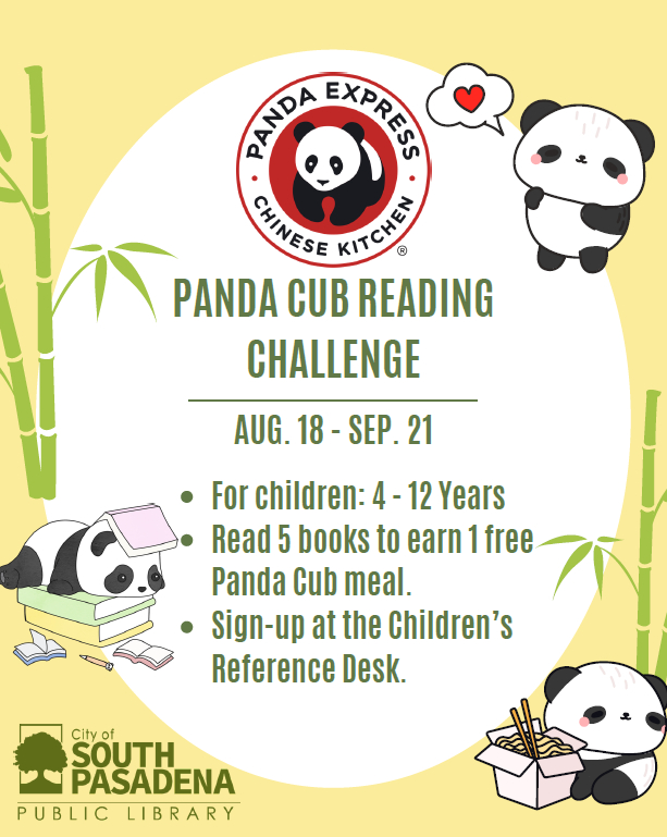 Graphic: South Pasadena Library | The South Pasadenan | Join the Panda Reading Club Challenge