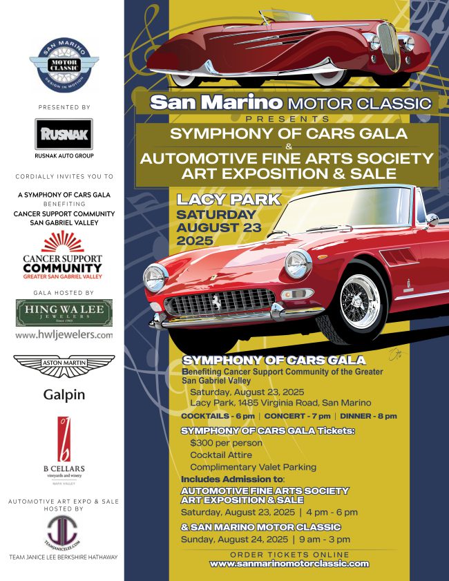 PHOTO: San Marino Motor Classic | The South Pasadenan | San Marino Motor Classic 2025 Returns to Lacy Park with World-Class Cars, Gala, and Art