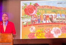 PHOTO: SPUSD | The South Pasadenan | Pasadena Tournament of Roses President Terry Madigan welcomes SPUSD faculty and staff to the new school year.