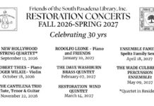 South Pasadena Public Library Announces 30th Restoration Concert Season PHOTO: Restoration Concerts | The South Pasadenan | South Pasadena Public Library Announces 30th Restoration Concert Season