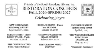 South Pasadena Public Library Announces 30th Restoration Concert Season PHOTO: Restoration Concerts | The South Pasadenan | South Pasadena Public Library Announces 30th Restoration Concert Season