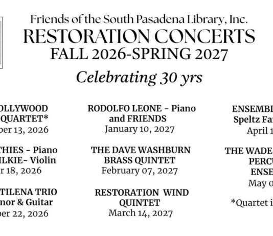 PHOTO: Restoration Concerts | The South Pasadenan | South Pasadena Public Library Announces 30th Restoration Concert Season