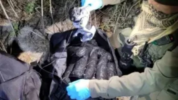 PHOTO: San Diego Sector Border Patrol | The South Pasadenan | Over $32,000 worth of methamphetamine (26.89 lbs) was recovered from duffle bags by San Diego Sector Border Patrol agents after they arrested a minor attempting to smuggle the drugs into the United States.