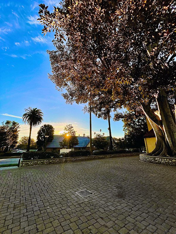 | The South Pasadenan | South Pasadena News PHOTO: Steven Lawrence | The South Pasadenan News | Holy Family Church on Fremont Street at sunrise in the couryard