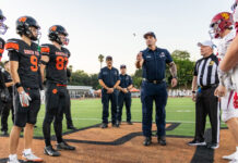 SPHS Football Honors Local First Responders on 9/11 | SPUSD Snapshot PHOTO: Mac Shropshire | The South Pasadenan | Local first responders led the coin toss during the SPHS varsity football game on September 11, 2026.