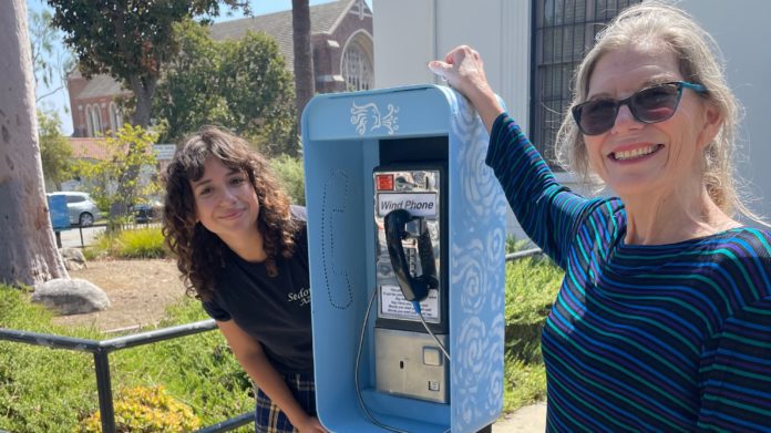 PHOTO: South Pasadena Beautiful | The South Pasadenan | 2) Andrea Wilgoren, left, and Monica Kelly, right, after transforming the payphone