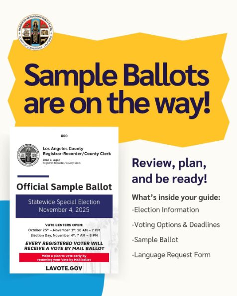 | The South Pasadenan | South Pasadena News PHOTO: LA County | The South Pasadenan | Los Angeles County Sends Out Sample Ballot Books Ahead of November 2025 Special Election