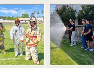 PHOTO: SPUSD | The South Pasadenan | SPHS students take part in emergency services exercises during their PCC Fire Technology course at the high school