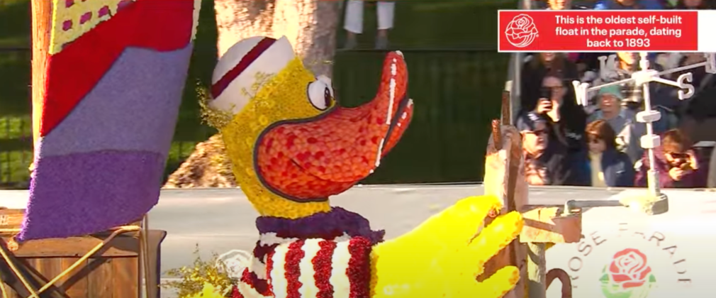 PHOTO: Rose Parade 2025 Live Network Feed Screencap | South Pasadena Rose Parade Float Winner of the 'Fantasy Award'