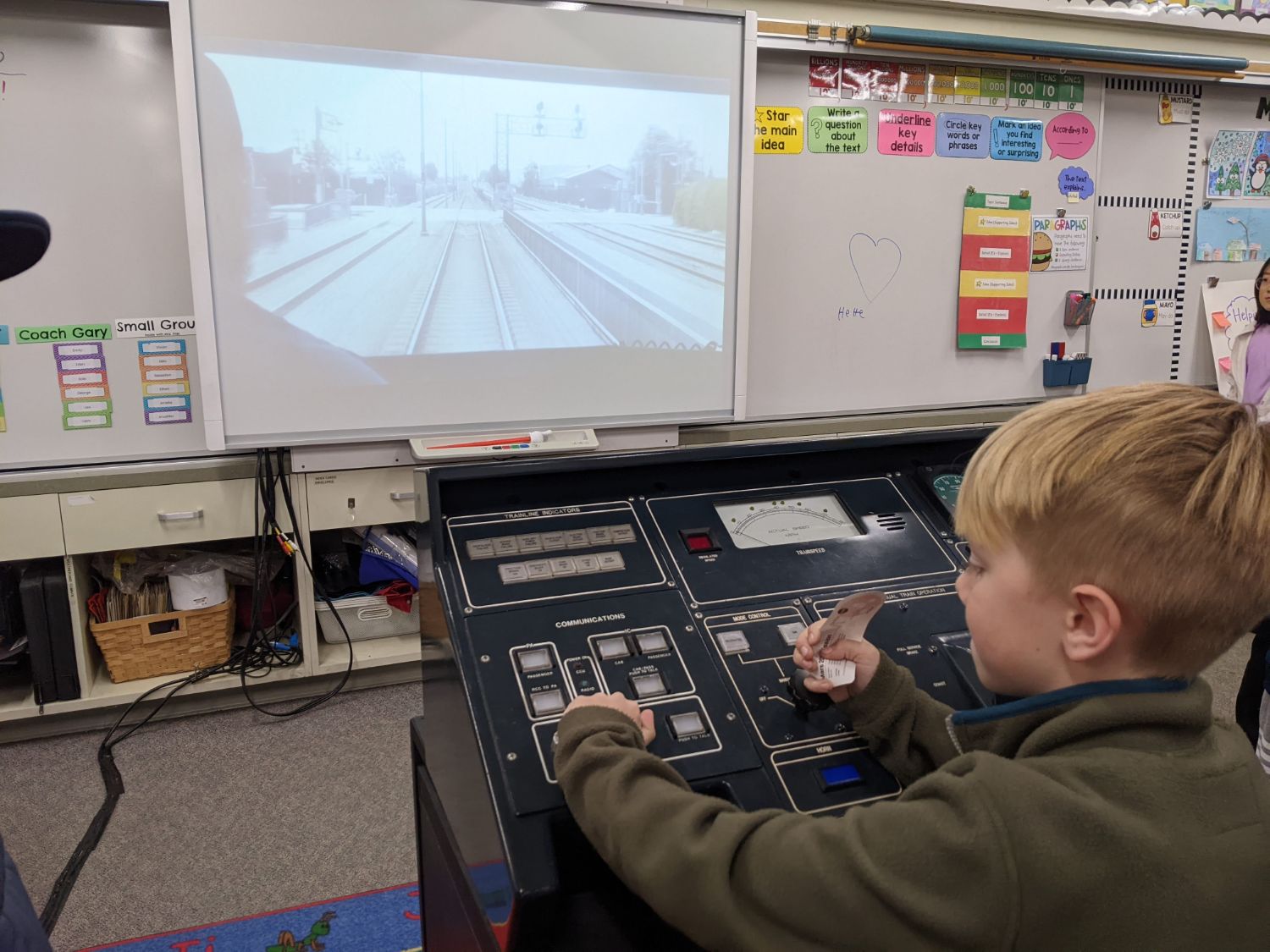 | The South Pasadenan | South Pasadena News Arroyo Vista Elementary South Pasadena: AV STEM Night 2025 A young student sits at a Metro train control training board with a simulated view of the'A line'
