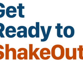 SPUSD to Participate in Great California ShakeOut on Oct. 15 Sign with the words 'Get Ready to ShakeOut' in blue and orange on a white background.