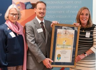 Pillar of The Community | ECS Celebrates 100 Years of Legacy at MonteCedro PHOTO: MonteCedro Senior Living 100 Year Legacy Event | L-R, ECS Board Member Cathy May, President & CEO James Rothrock, with Los Angeles County 5th District Supervisor, Kathryn Barger