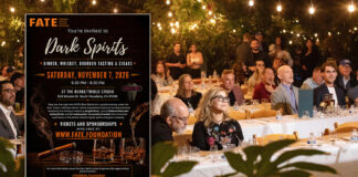 'Dark Spirits' dinner, whiskey, bourbon tasting & cigars on Sat, Nov 7, 2026; crowd at a banquet in the background.