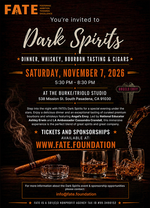 | The South Pasadenan | South Pasadena News Get Tickets: Dark Spirits Whiskey Tasting Event & Dinner In South Pasadena, Saturday, Nov. 7, 2026 at BurkeTriolo Studios