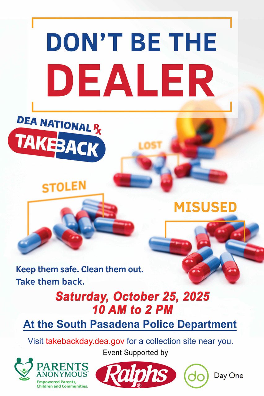 PHOTO: SPPD | The South Pasadenan | South Pasadena to Host Prescription Drug Take Back Day at City Hall
