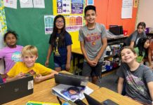 PHOTO: Monterey Hills fifth graders participate in the Level Up Village Global Connections Program. (Photo Courtesy of Sarah Howard)