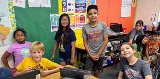 PHOTO: Monterey Hills fifth graders participate in the Level Up Village Global Connections Program. (Photo Courtesy of Sarah Howard)
