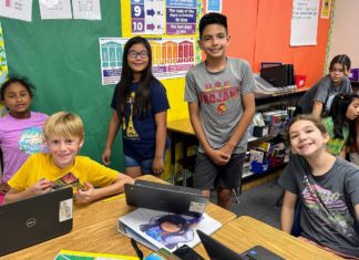 PHOTO: Monterey Hills fifth graders participate in the Level Up Village Global Connections Program. (Photo Courtesy of Sarah Howard)