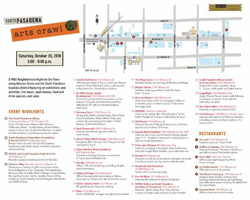 South-Pasadena-News-10-19-2018-Arts-Crawl-Walk-Map-October-20-Oktoberfest | The South Pasadenan | South Pasadena News