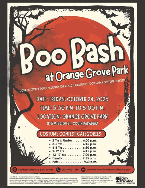 | The South Pasadenan | South Pasadena News PHOTO: City of South Pasadena | The South Pasadenan | Boo Bash 2025