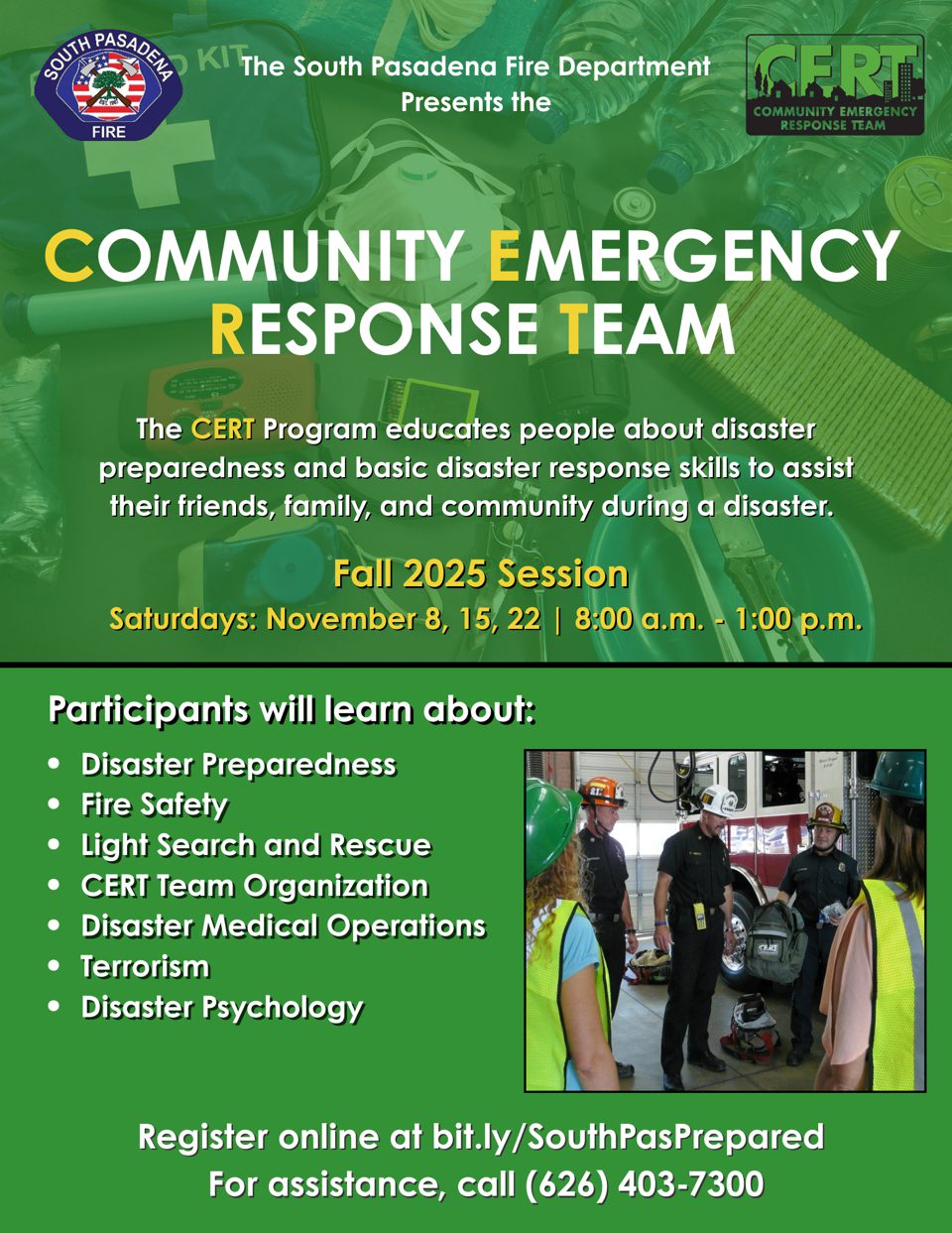 PHOTO: SPFD | The South Pasadenan | South Pasadena Fire Department Opens Registration for Fall 2025 CERT Program