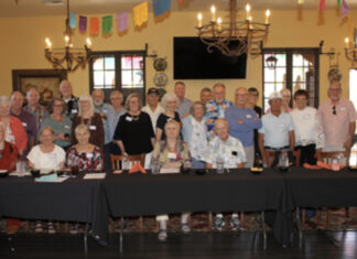 PHOTO: Sheila Tomlin | The South Pasadenan | South Pasadena High School Class of 1961 alums lined up for a group photo at their reunion luncheon marking 65 years since their graduation at Mijares Mexican Restaurant on October 14, 2026.