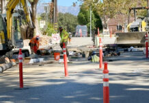 Photo: Steven Lawrence | South Pasadenan News | Streets infrastructure replacement work near the ostrich farm neighborhood in October 2026. Water and sewer line replacements, which involved a couple of weeks of digging up the streets jackhammering concrete saw road closures and diversions. The street would be repaired after this work is done.