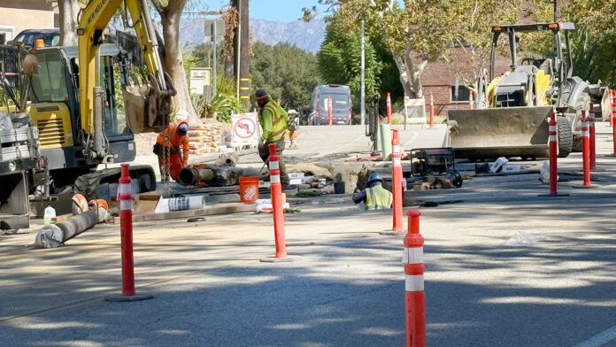 Photo: Steven Lawrence | South Pasadenan News | Streets infrastructure replacement work near the ostrich farm neighborhood in October 2026. Water and sewer line replacements, which involved a couple of weeks of digging up the streets jackhammering concrete saw road closures and diversions. The street would be repaired after this work is done.