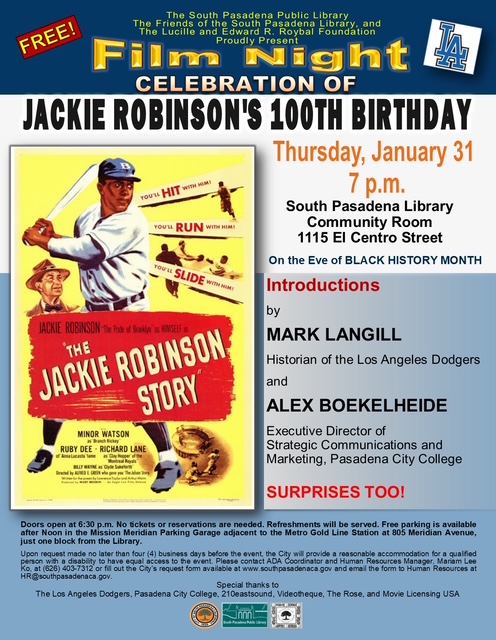 PHOTO: Steve Fjeldsted | The South Pasadenan | Jackie Robinson 100th Birthday
