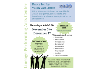 Lineage Performing Arts Center Offers Dance for Joy for Youth with ADHD Graphic: Lineage Performing Arts Center | The South Pasadenan | Lineage Performing Arts Center Offers Dance for Joy for Youth with ADHD