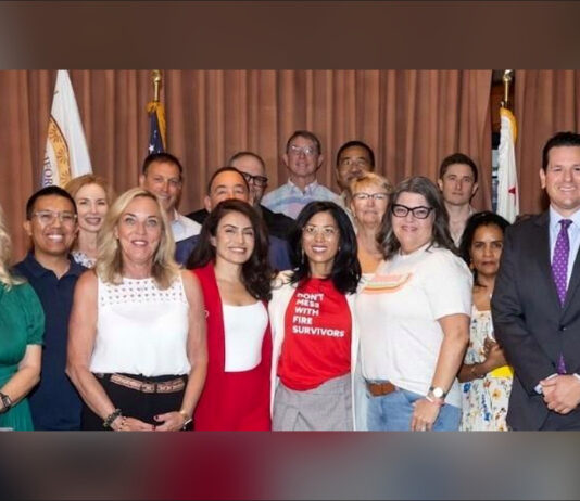 PHOTO: ESFN | The South Pasadenan | August 2025: Assemblymember Harabedian leads press conference with legislators and survivors to demand the five urgent actions from Insurance Commissioner Ricardo Lara.