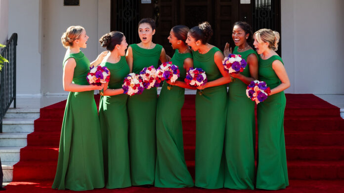 PHOTO: Pasadena Tournament of Roses | The South Pasadenan | Lucy Wendling, San Marino High School, Tessa Choi, La Cañada High School; Elizabeth Rweyemamu, Polytechnic School; Rose Queen Irene Maddox, Eagle Rock High School; Daniela Guzmán, Arcadia High School; Maria McDonald, Thurgood Marshall Secondary School; Evita Bridge, Mayfield Senior School.