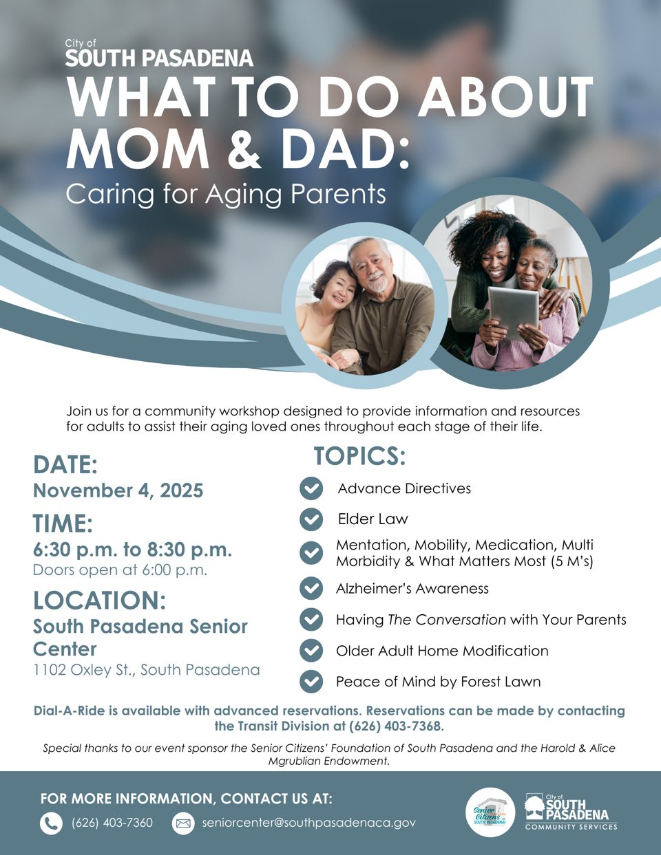 PHOTO: City of South Pasadena | The South Pasadenan | Caring for Aging Parents