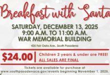 South Pasadena’s Annual “Breakfast with Santa” Returns December 13 PHOTO: South Pasadena Community Services Department | The South Pasadenan | Breakfast with Santa