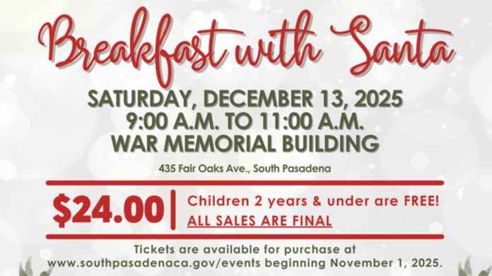 PHOTO: South Pasadena Community Services Department | The South Pasadenan | Breakfast with Santa